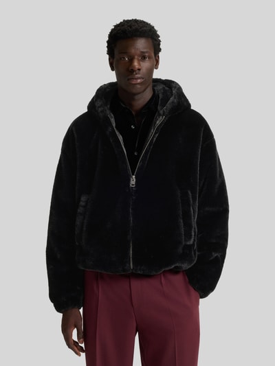 HUGO Regular Fit Webpelzjacke mit Kapuze Modell 'BEDO2541' Black 4