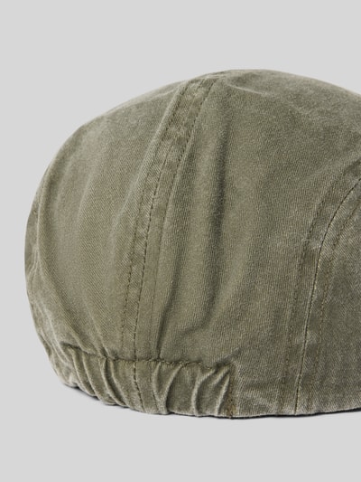 Produktfoto, Schiebermütze in Denim-Optik von Müller Headwear aus Reine Baumwolle, abgerundete Passform, teilelastischer Bund, grün.