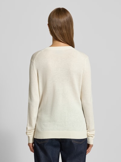 Stefanel Strickpullover aus Wolle mit Rundhalsausschnitt Offwhite 5