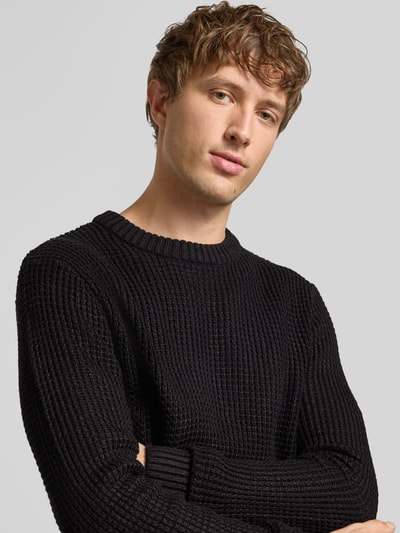 Jack & Jones Strickpullover mit gerippten Abschlüssen Modell 'LINK' Black 3