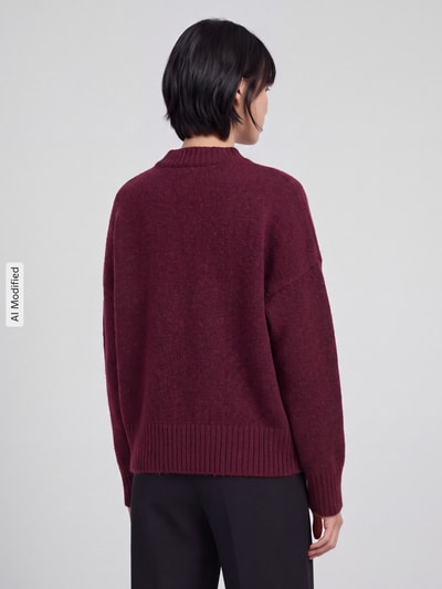 VERO MODA oversized pullover met wol model 'BOOM' Donkerrood gemêleerd - 5