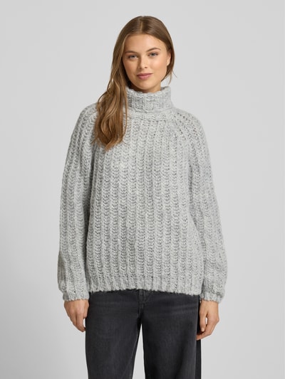 Smith and Soul Sweter z golfem o kroju relaxed fit z domieszką wełny z alpaki Jasnoszary 4