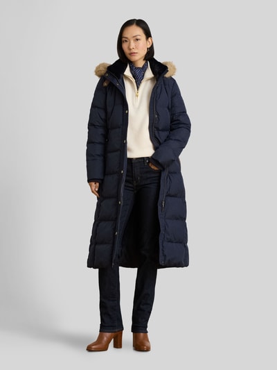 Lauren Ralph Lauren lange donsjas met afneembare capuchon Marineblauw - 4