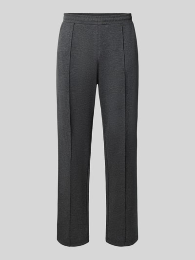Produktfoto, Straight Fit Sweatpants mit elastischem Bund von REVIEW in Dunkelgrau mit Bügelfalte, Material-Mix mit Baumwoll-Anteil.