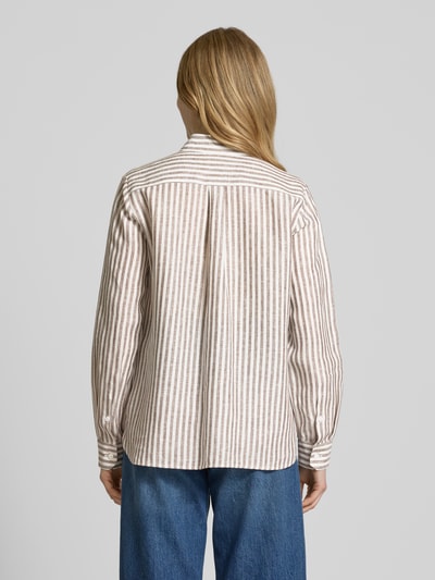 Weekend Max Mara Regular Fit Leinenhemdbluse mit Motiv-Stitching Modell 'JOSEF' Hellbraun 5