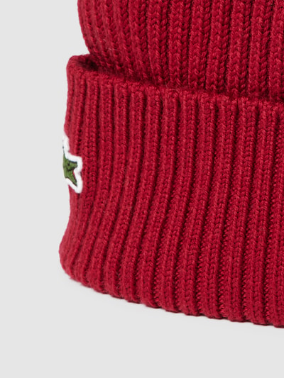 Lacoste Czapka beanie z detalem z logo Bordowy 2