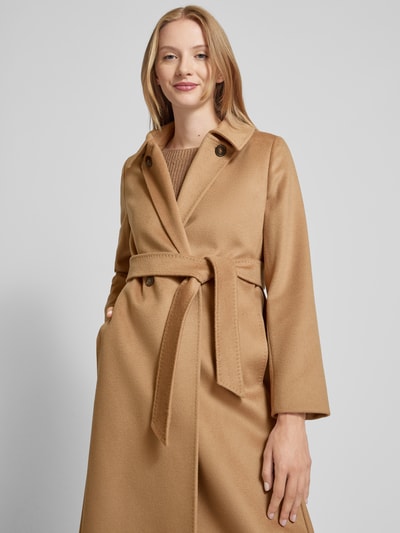 Max Mara Studio Płaszcz z czystej, żywej wełny z wykładanym kołnierzem Camel 3