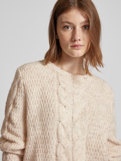 Pieces Gebreide pullover met kabelmotief, model 'NINA' Offwhite - 3