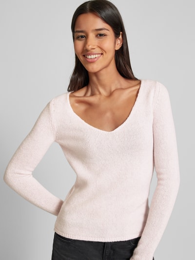 HUGO Wollen pullover met afgeronde V-hals, model 'Shakylina' Oudroze - 3