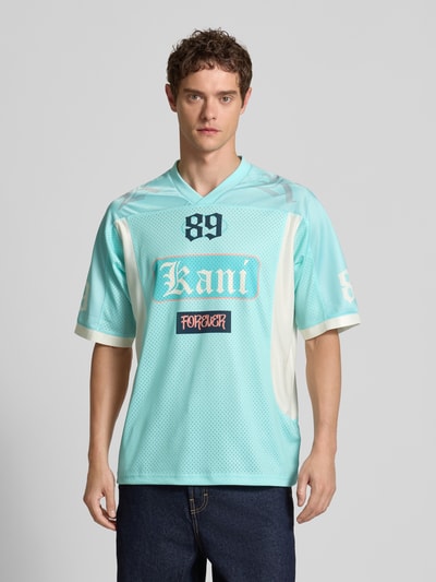 KARL KANI Tricot met labelprint Oceaanblauw - 4