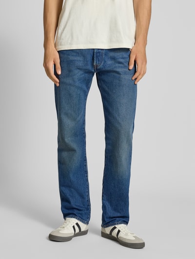 Levi's® Jeansy o kroju straight fit z wpuszczanymi kieszeniami model ‘501’ Jeansowy niebieski 4