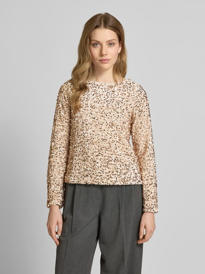 Vero Moda Loose Fit Langarmshirt mit U-Boot Ausschnitt und Pailletten Modell 'BELLA' Ecru 4