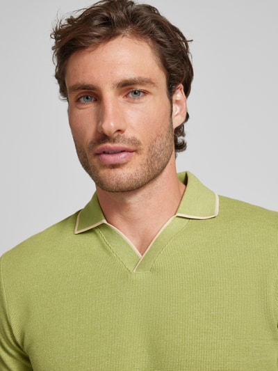 SELECTED HOMME Koszulka polo o kroju regular fit z kołnierzem z połami model ‘ADLEY WAFFLE’ Jasnozielony 3