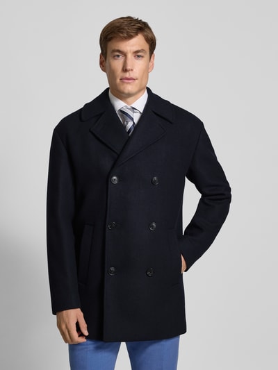 Matinique Lange jas van wolmix, model 'BURNLEY' Marineblauw - 4