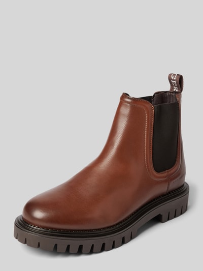 Tommy Hilfiger Lederboots mit strukturierter Sohle Cognac 1