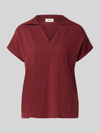 Productfoto, regular fit poloshirt uit puur katoen van s.Oliver RED LABEL in effen donkerrood met lichte structuur.