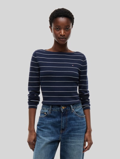 Tommy Hilfiger Sweter o kroju regular fit z mieszanki bawełny Granatowy 4