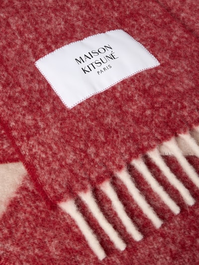 MAISON KITSUNÉ Wollschal mit Label-Patch Bordeaux 3