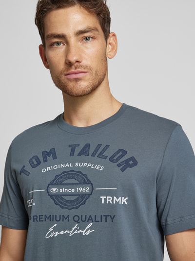 Tom Tailor Regular fit T-shirt met 1/2-mouwen van puur katoen Rookblauw - 3