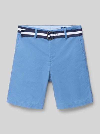 Produktfoto, Regular Fit Bermudas aus Baumwoll-Mix Modell 'BEDFORD' von Polo Ralph Lauren Teens in Optik: Unifarben, Materialverarbeitung Webstruktur, Logo-Stitching, Gürtelschlaufen und Gürtel, seitliche Eingrifftaschen, Gesäßtaschen mit Knopf.