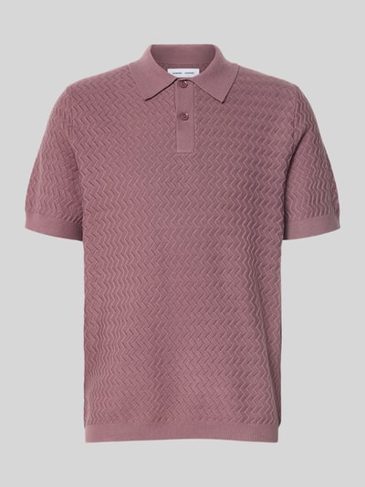 Samsøe Samsøe Strickshirt mit Polokragen und Knopfleiste Hellrot Melange 2