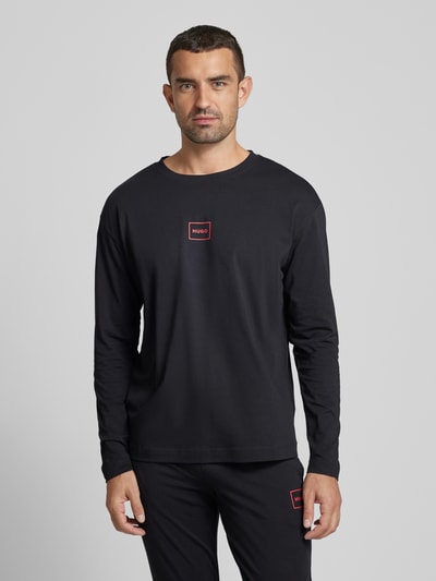 HUGO Longsleeve mit Label-Print Modell 'Laze' Black 4