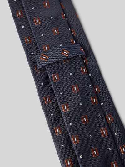 BOSS Zijden stropdas met all-over motief Marineblauw - 3