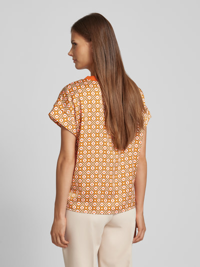 Christian Berg Woman Selection Blusenshirt mit geripptem Rundhalsausschnitt Orange 5