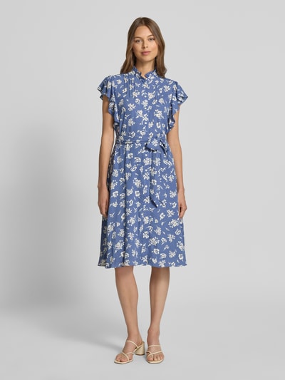 Lauren Ralph Lauren Knielange jurk met strikceintuur, model 'PRATIKA' Lichtblauw - 4