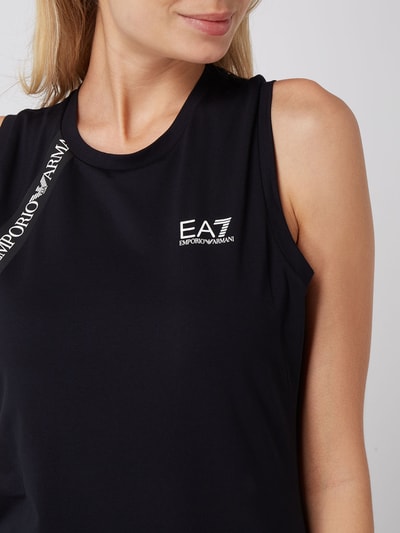 EA7 Emporio Armani Sukienka koszulowa z paskami z logo  Czarny 3