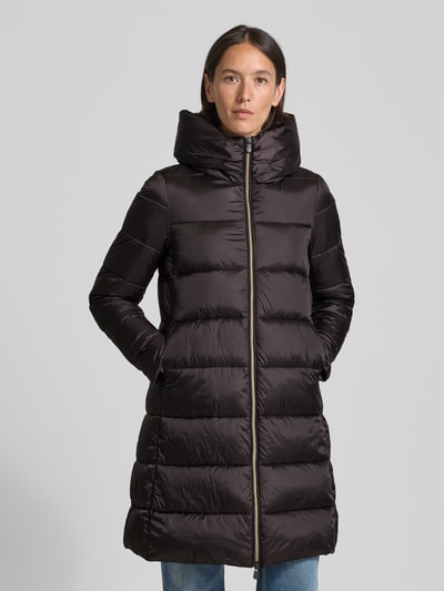 SAVE THE DUCK Płaszcz pikowany ze stójką model ‘LYSA’ Ciemnobrązowy 4