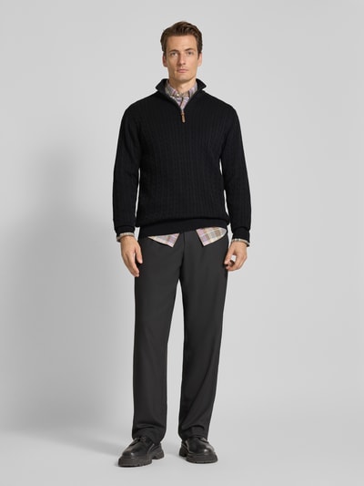 Lindbergh Troyer mit Zopfmuster und Label-Detail Black 1