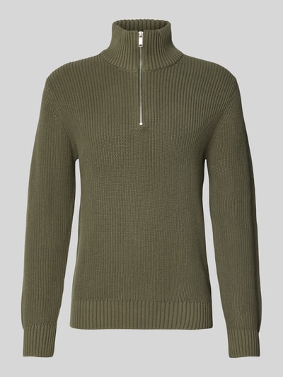 MCNEAL Strickpullover mit Troyer-Kragen Oliv 2