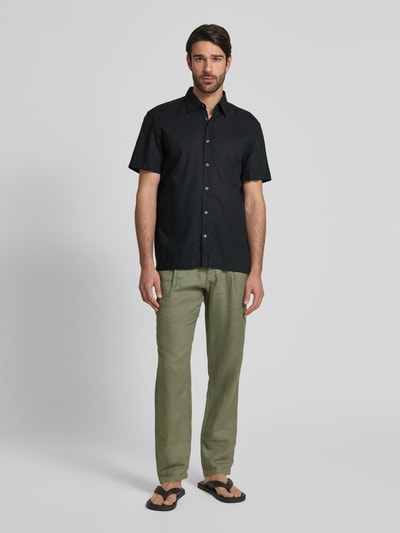 JOOP! Jeans Regular Fit Freizeithemd aus Leinen-Baumwoll-Mix Black 1