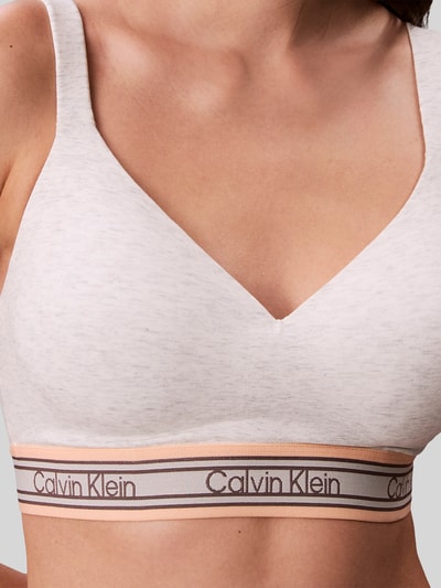 Calvin Klein Underwear Bralette van katoenmix met logo in band Lichtgrijs gemêleerd - 3