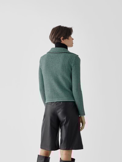 Self-Portrait Cardigan mit Streifenmuster Grün 5