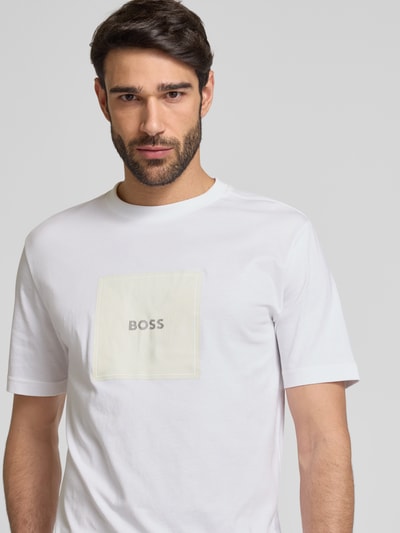 BOSS Green T-Shirt mit Label-Print Weiss 3