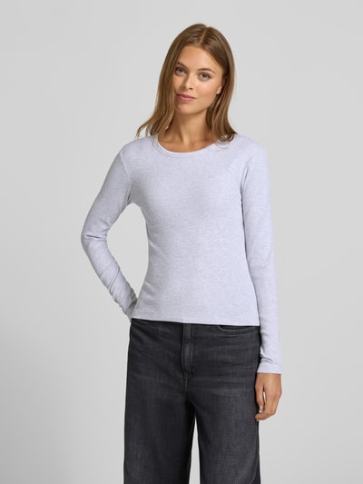 Vero Moda Slim fit shirt met lange mouwen van katoenmix, model 'CHLOE' Lichtgrijs gemêleerd - 4