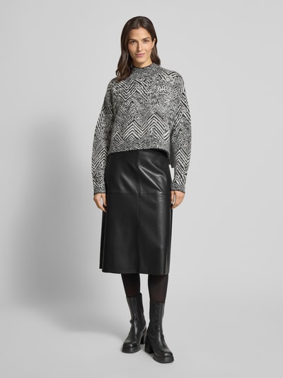 s.Oliver RED LABEL Uitlopende midirok in gladleerlook Zwart - 1