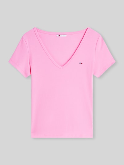 Tommy Jeans t-shirt o kroju slim fit z mieszanki bawełny Mocnoróżowy melanż 2