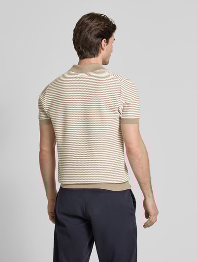 Christian Berg Men Poloshirt mit kurzer Knopfleiste Taupe 5