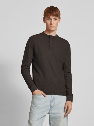 Superdry Longsleeve mit Serafino-Ausschnitt Modell 'Grandad' Black 4