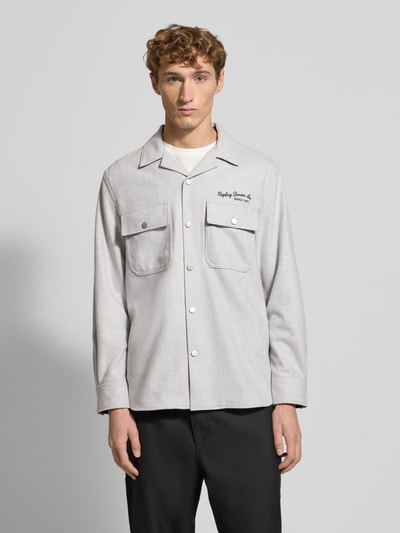 Replay Regular Fit Hemdjacke mit Lanawoll-Anteil Mittelgrau Melange 4