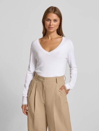 Liu Jo White Pullover mit V-Ausschnitt und Effektgarn Offwhite 4