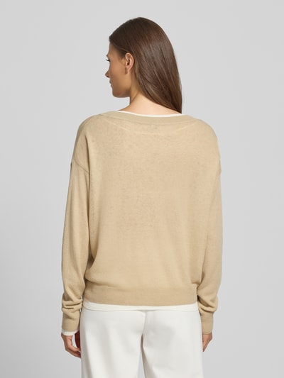 BOSS Relaxed fit gebreide pullover van wolmix, model 'FEMOK' Beige gemêleerd - 5
