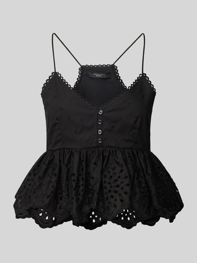 Weekend Max Mara Blusentop mit Lochmuster Modell 'ASBURGO' Black 2