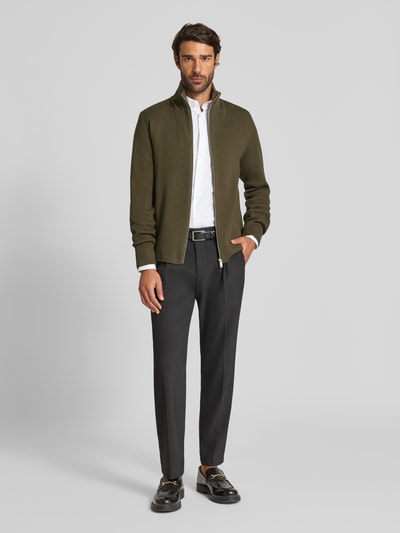 Lindbergh Strickjacke mit Strukturmuster Oliv 1