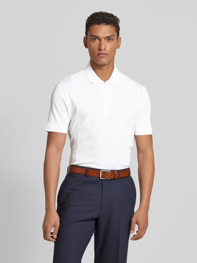 BOSS Slim Fit Poloshirt mit Reißverschluss Weiss 4