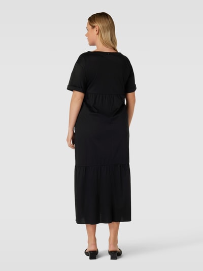 Marina Rinaldi Midi-jurk met boothals, model 'OLIFANTE' Zwart - 5
