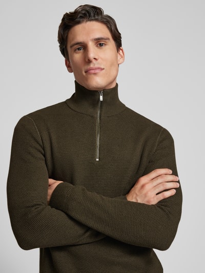 Jack & Jones Premium Sweter z dzianiny ze stójką model ‘BLUCHRISTER’ Oliwkowy 3